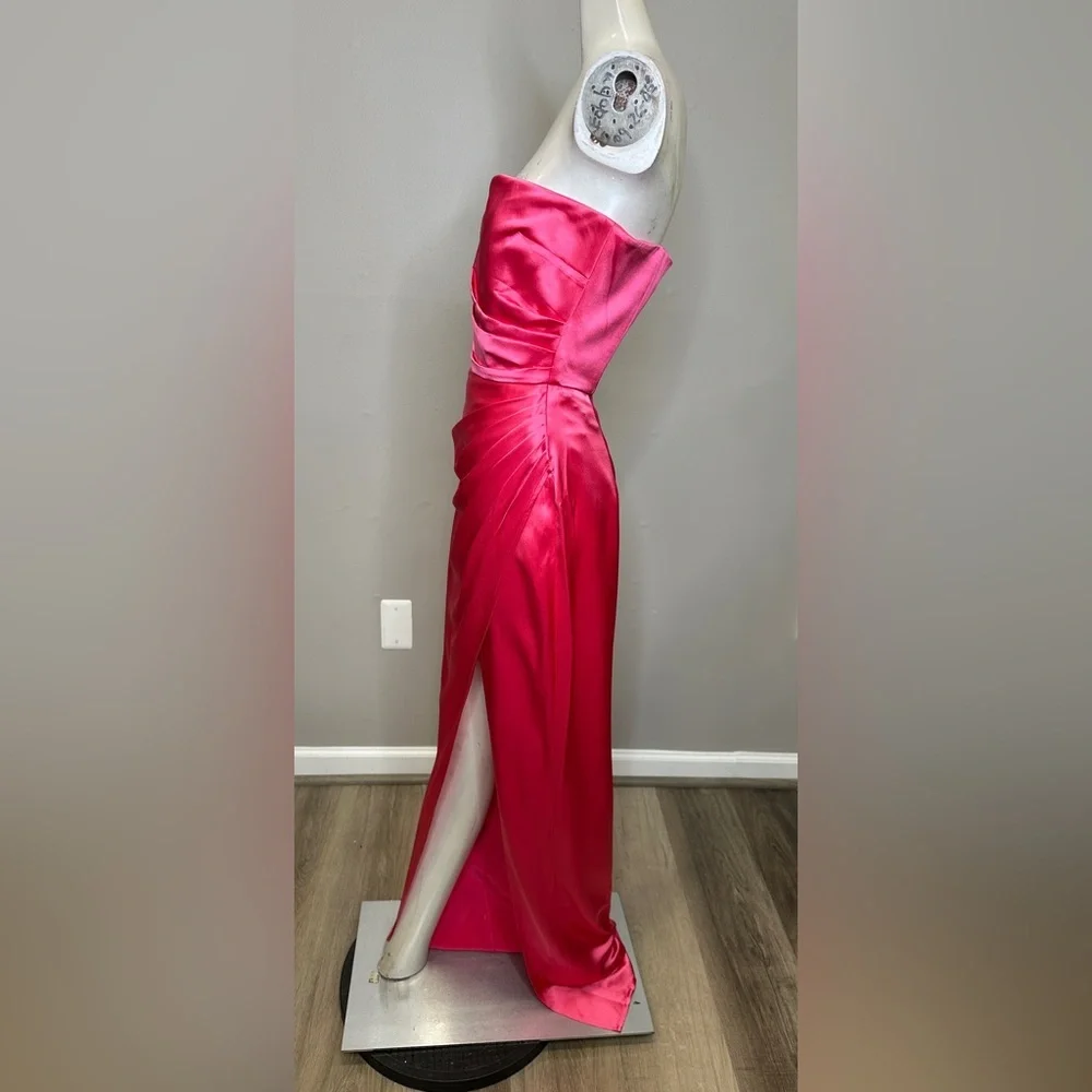 Sau Lee Priyanka Strapless Satin Gown US 4 $495 - Picture 6 of 11